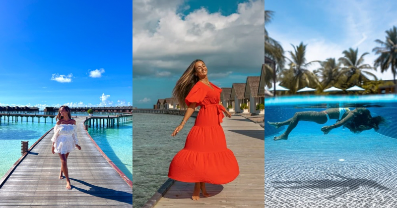 Excursion de dia completo desde la isla local de Maafushi a una isla privada, un resort, con todo incluido, pasear por sus villas de agua, disfrutar y relajarse en la piscina, hacer snorkel