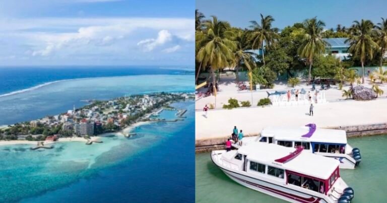 Traslado en lancha rapida desde el aeropuerto de Male hasta la isla local de Maafushi donde se alojan los aventureros que viajan en grupo con Harana Maldivas